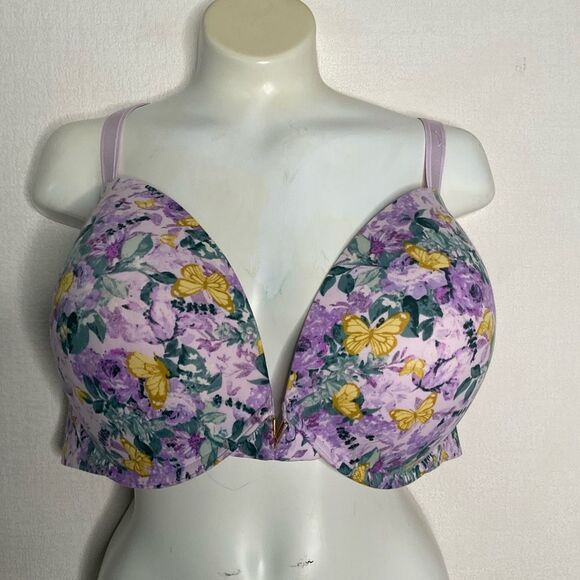 Victoria's Secret PUSH-UP Bra 38 DDD Feedom Cloud Periwinkle Floral Butterfly 🦋 - Picture 3 of 10